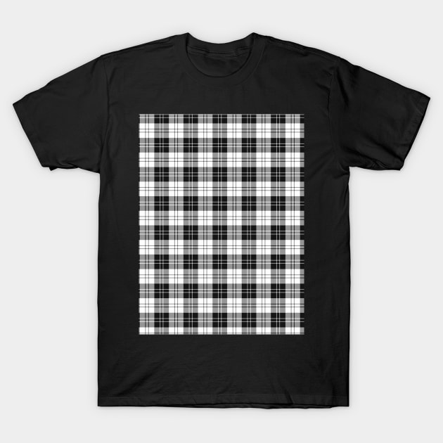 Erskine Black and White Plaid Tartan Scottish T-Shirt by ScottishShop